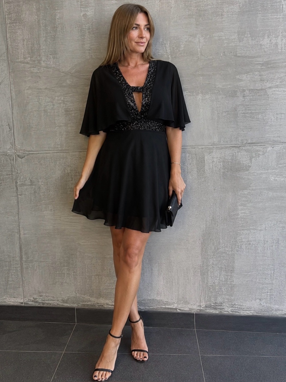 ELEGANT SEQUIN CHIFFON DRESS FOR WOMEN